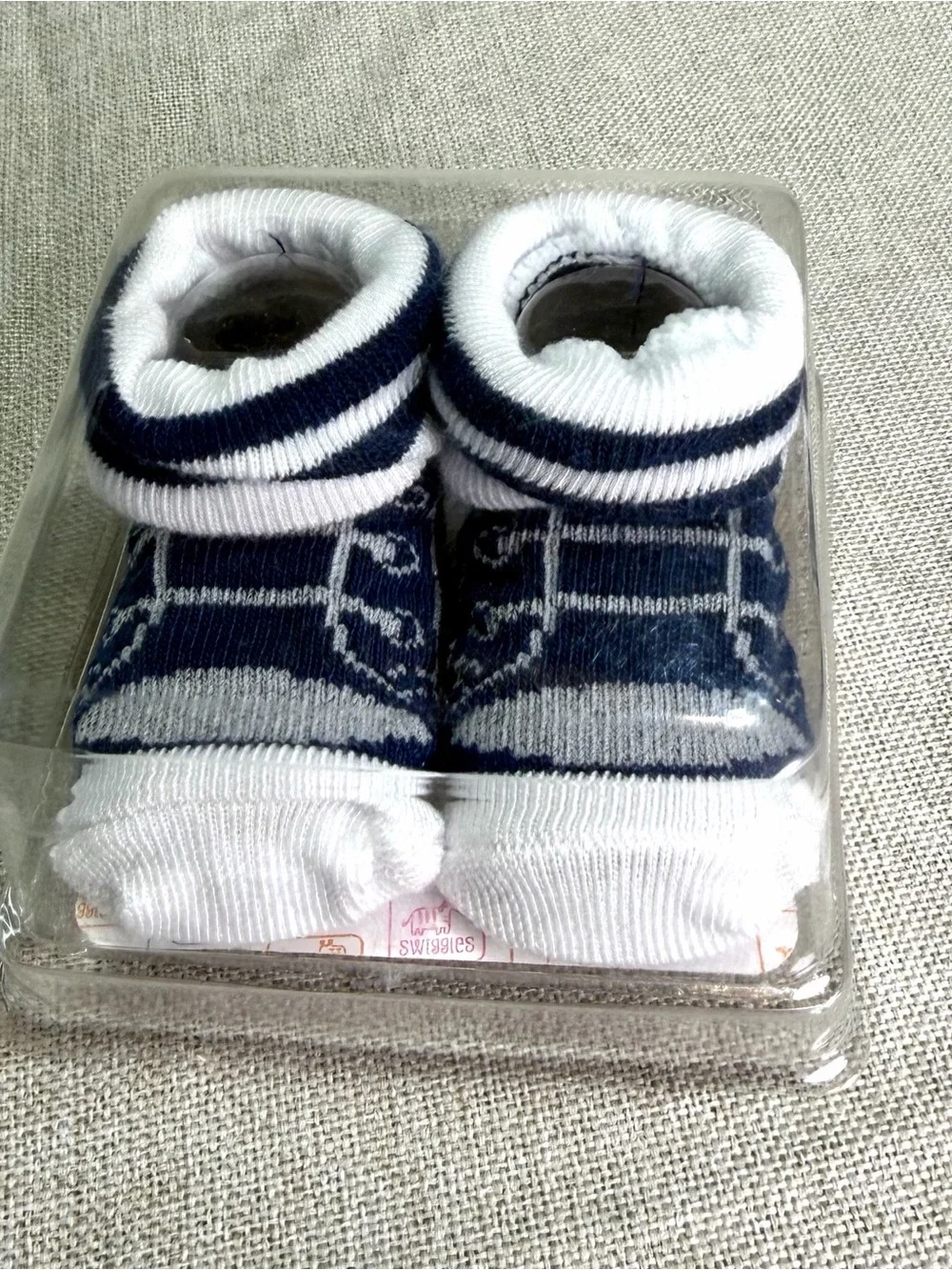 Swiggles Navy and White Baby Sock Booties